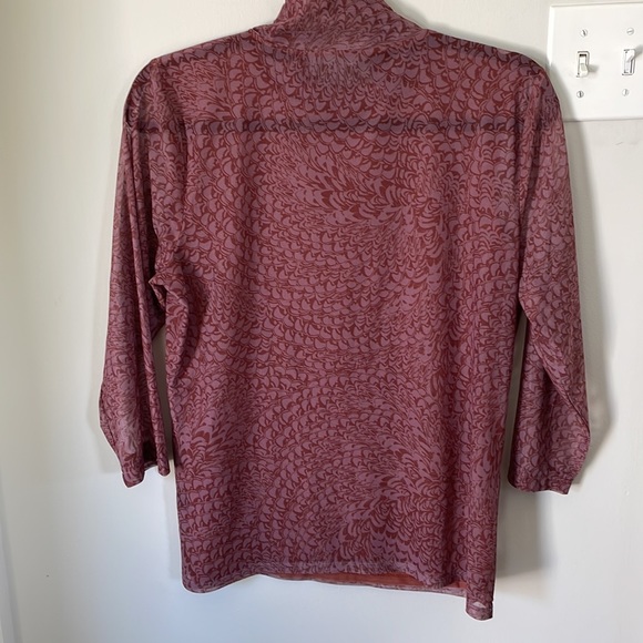Anthropologie Sheer Mock Neck Top size L - Picture 3 of 4